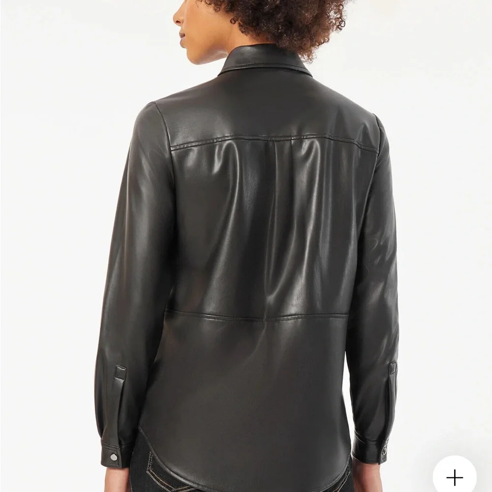 Vegan Leather Snap-Front Utility Shirt Jomes New York - Picture 2 of 5